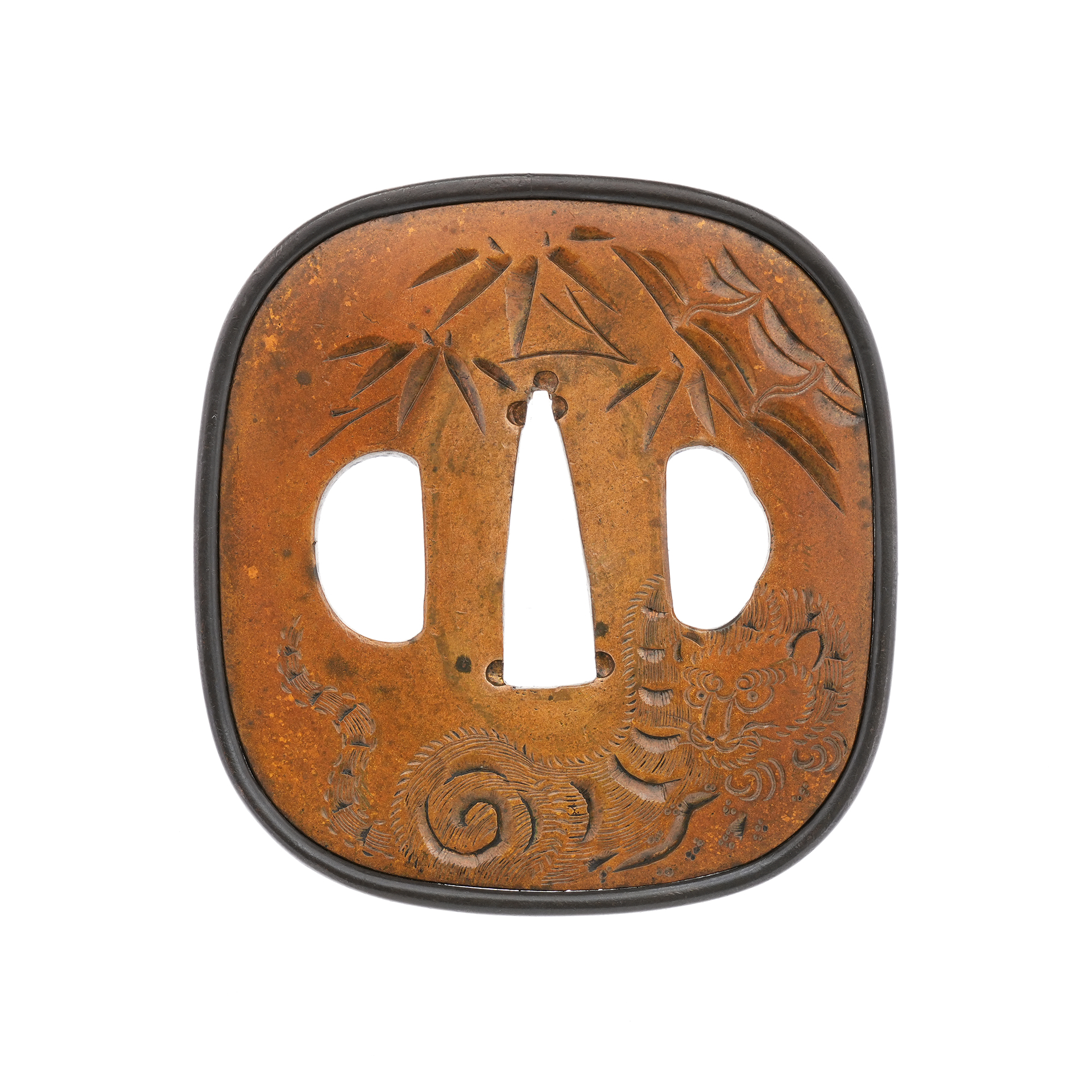 Tsuba: Bamboo and Tiger Design, Mumei (Shonai) — 1 of 9