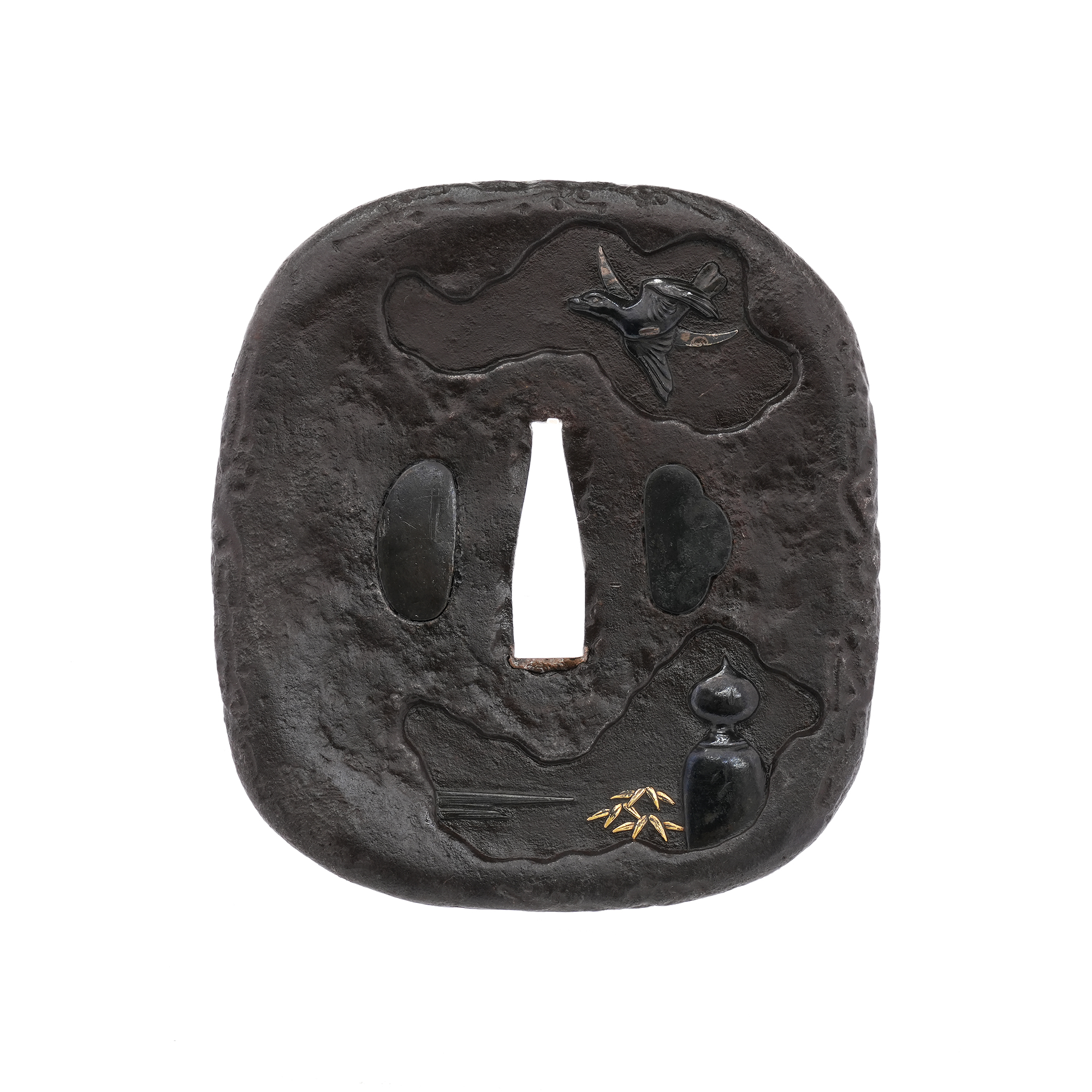 Nihonbashi Hototogisu Zu Tsuba - Mumei (Aizu Shoami) — 1 of 10