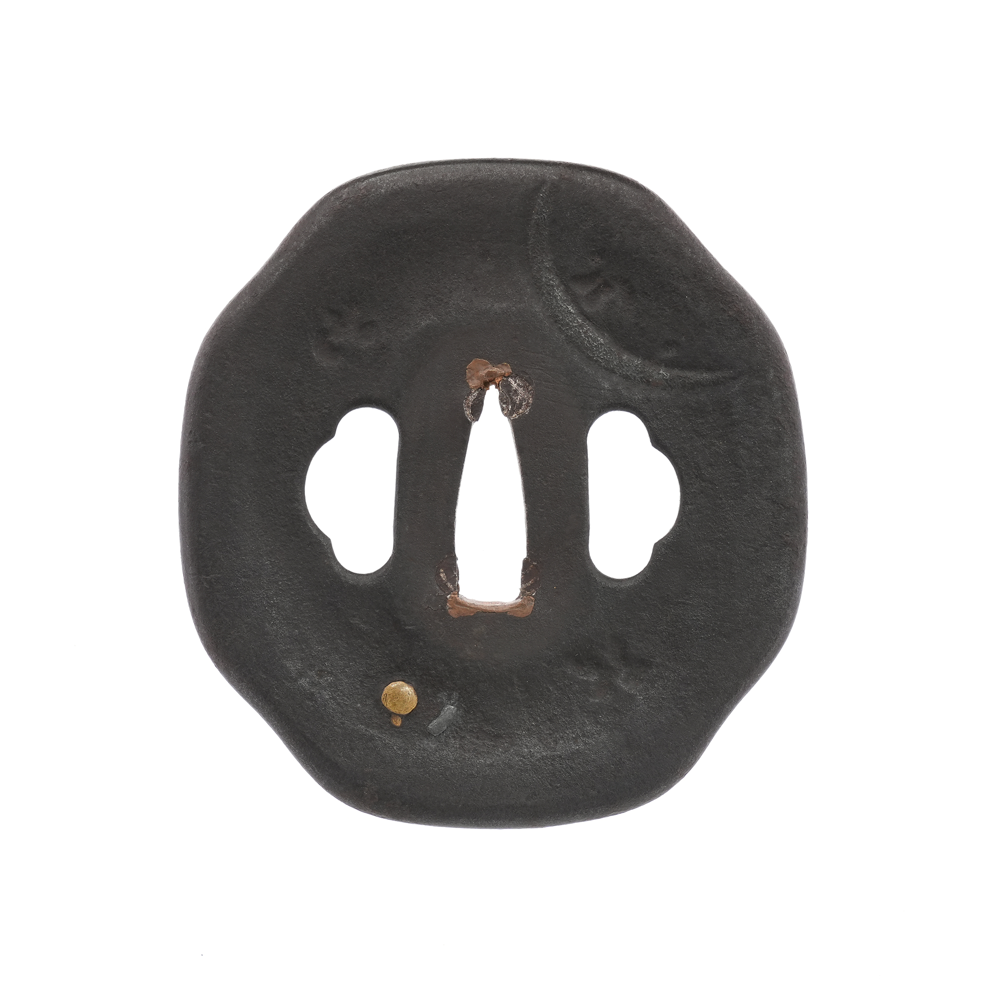 Tsuba: Design of Foxtail Millet and Mushrooms under the Moon, Mumei (Aizu Shoami) — 2 of 8