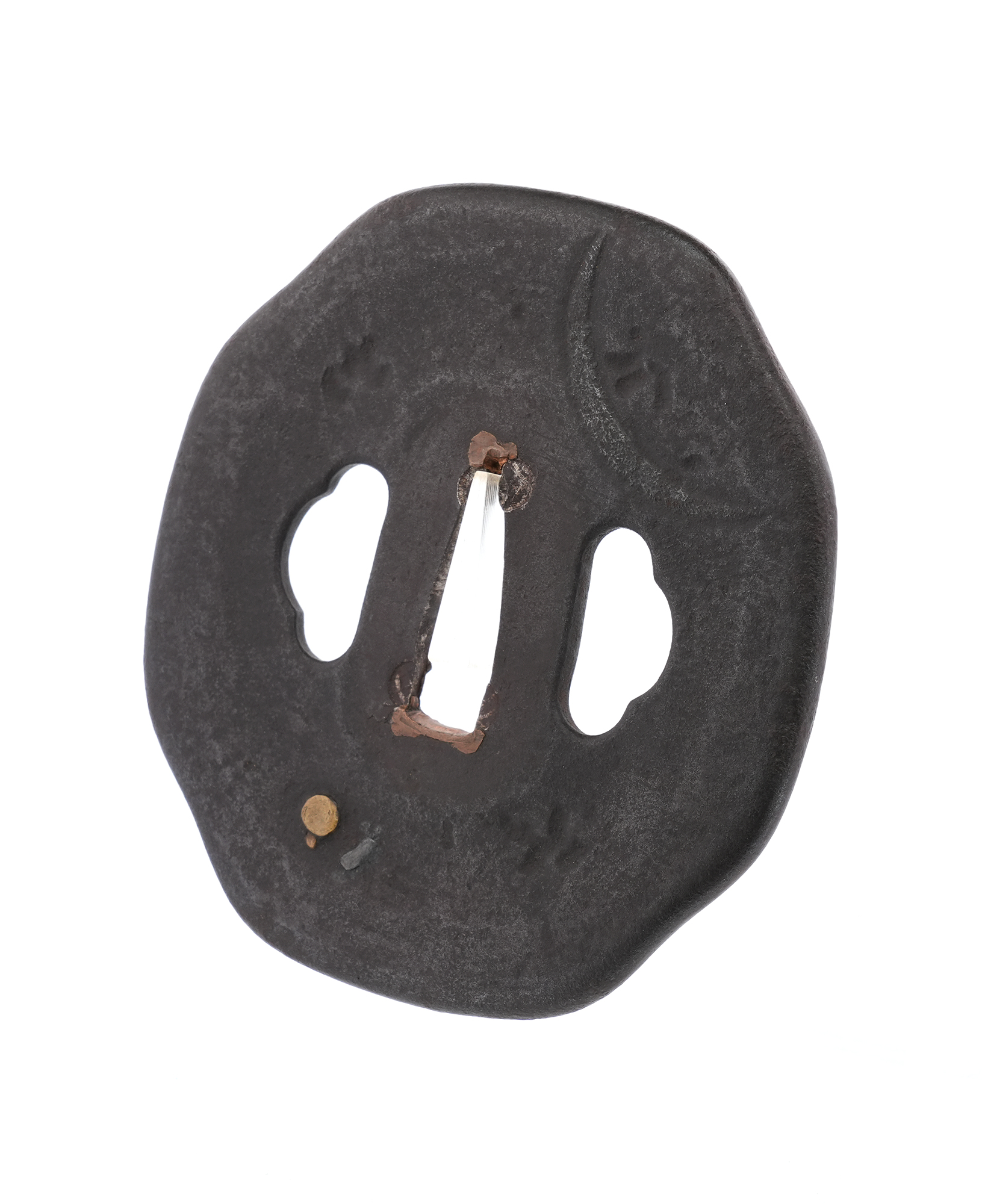 Tsuba: Design of Foxtail Millet and Mushrooms under the Moon, Mumei (Aizu Shoami) — 5 of 8