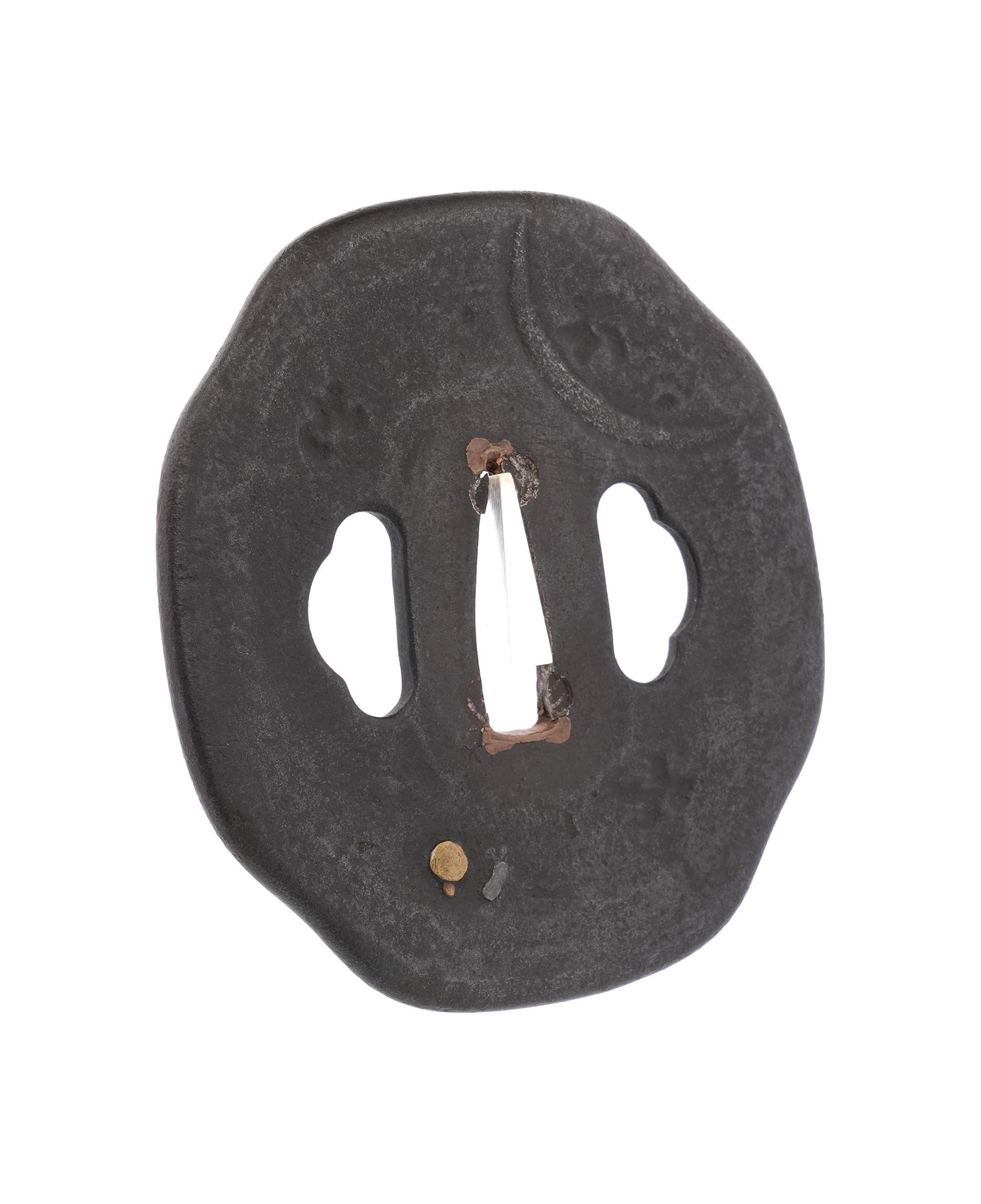 Tsuba: Design of Foxtail Millet and Mushrooms under the Moon, Mumei (Aizu Shoami) — 6 of 8