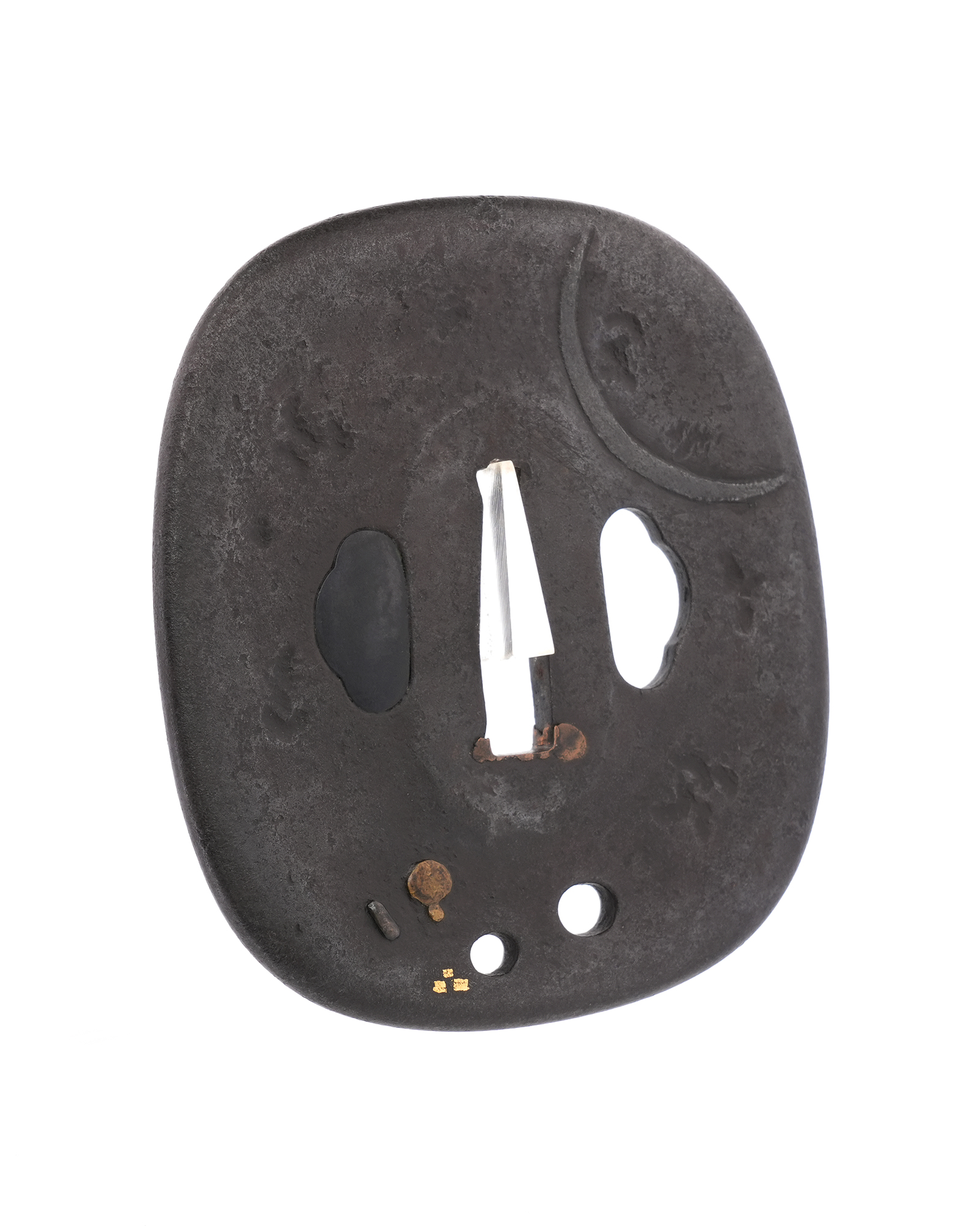 Tsuba with Moon, Millet, and Mushroom Design, Mumei (Aizu Shoami) — 6 of 8