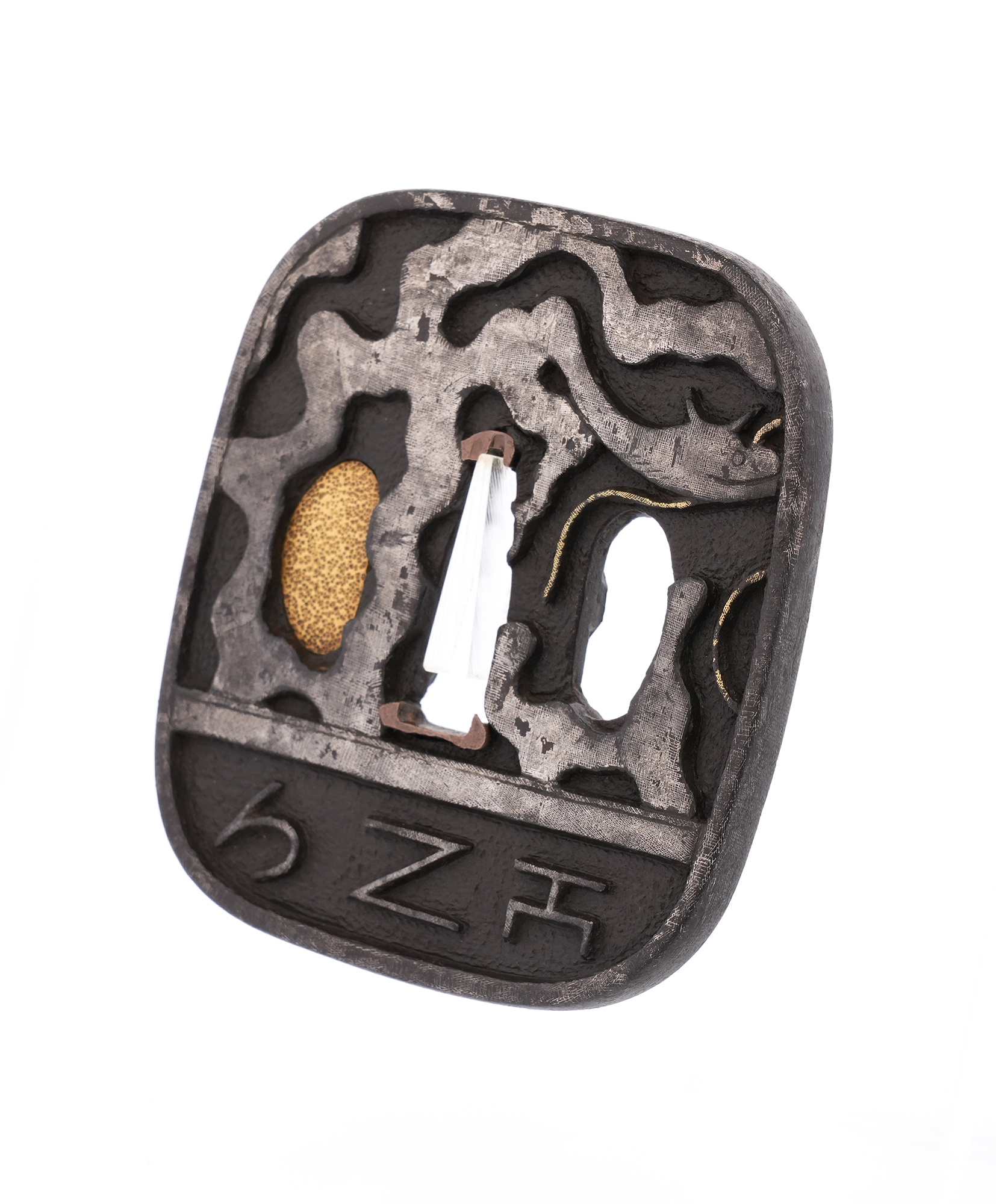 Tsuba with Western-style Letter Dragon Design, Mumei (Namban) — 7 of 9