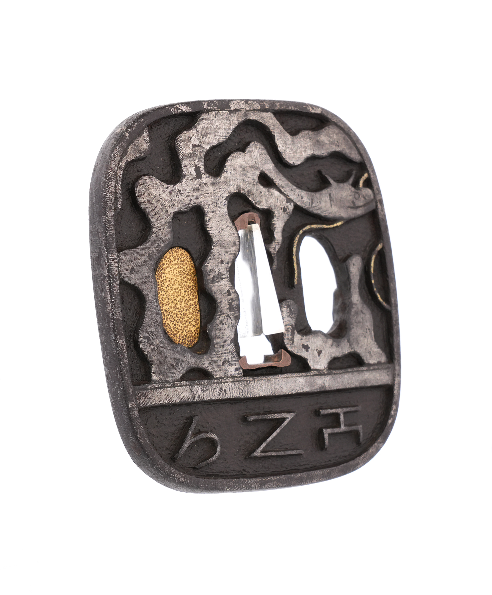 Tsuba with Western-style Letter Dragon Design, Mumei (Namban) — 8 of 9