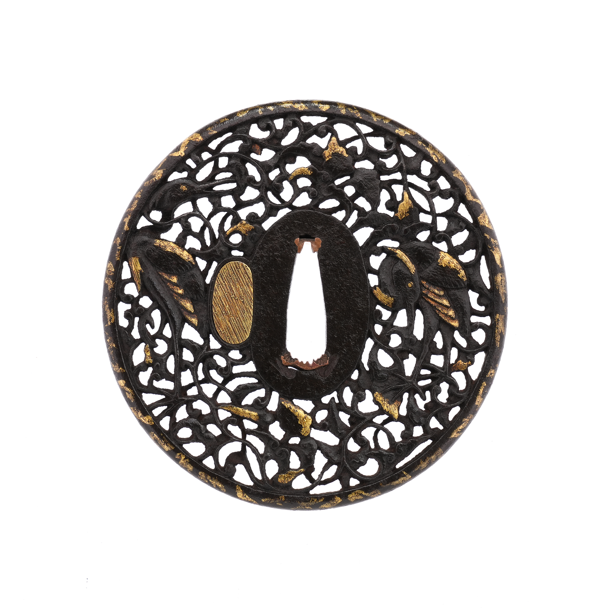 Tsuba: Heron and Arabesque Openwork, Mumei (Namban) — 3 of 10