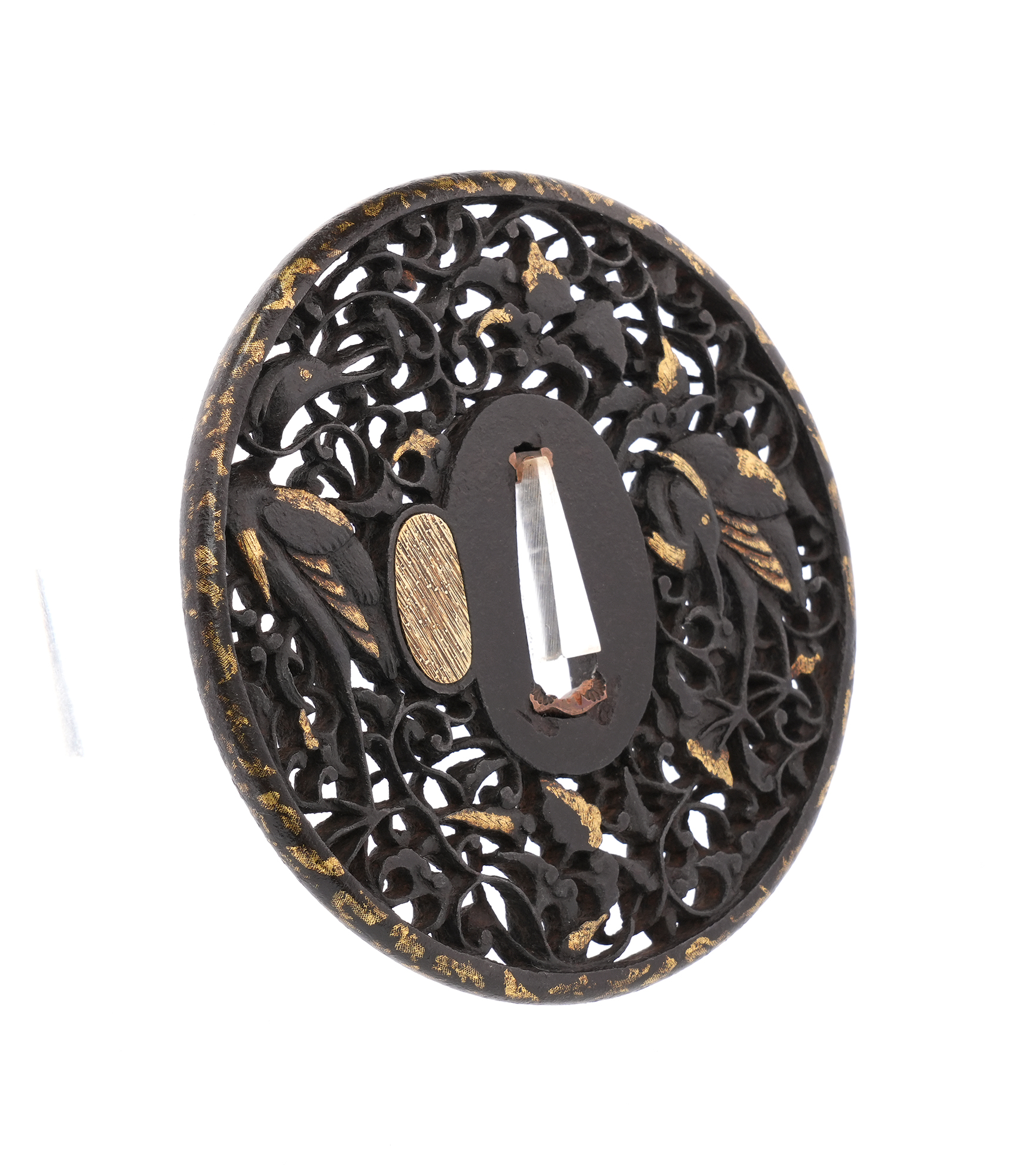 Tsuba: Heron and Arabesque Openwork, Mumei (Namban) — 6 of 10