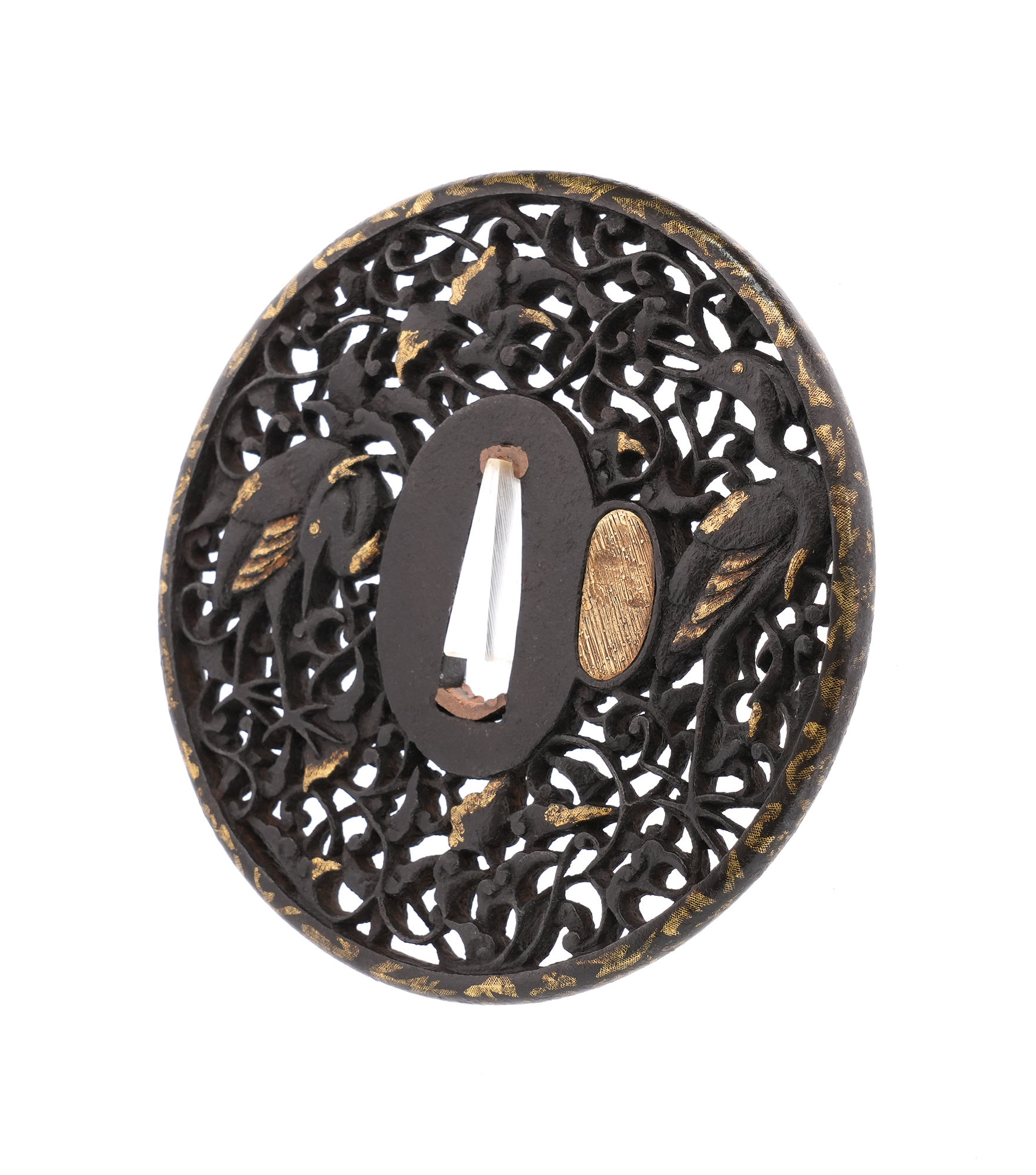 Tsuba: Heron and Arabesque Openwork, Mumei (Namban) — 7 of 10