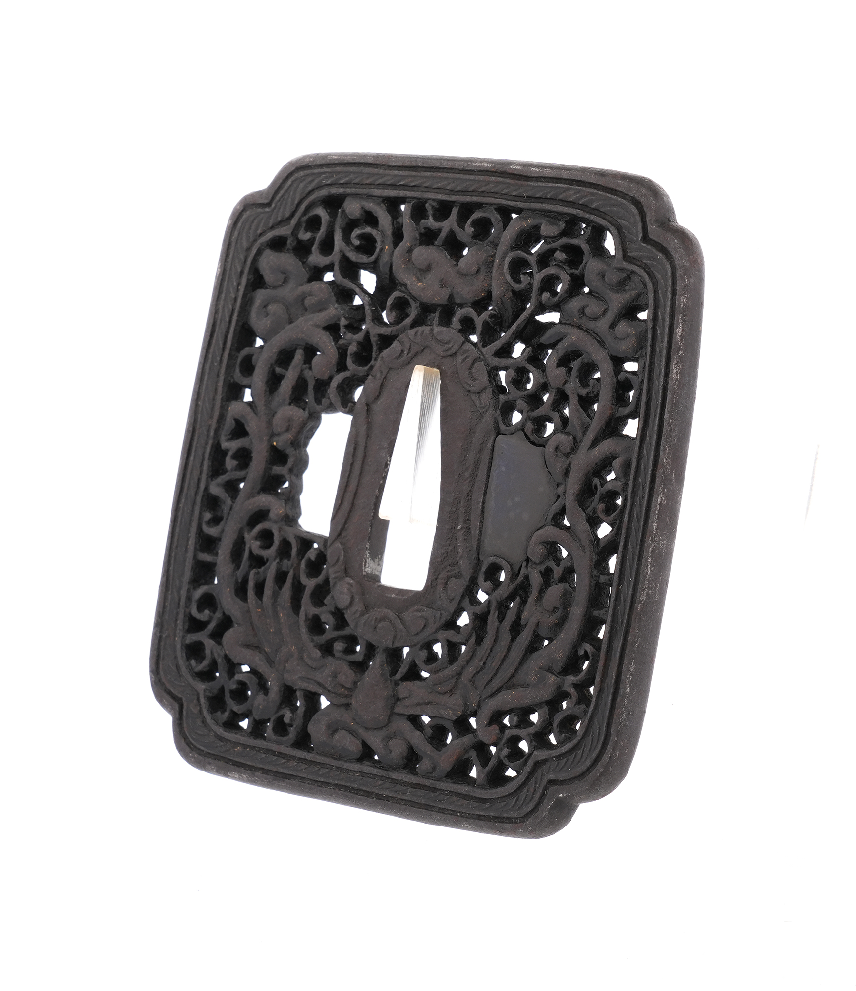 Arabesque Rain Dragon Openwork Tsuba - Mumei (Namban) — 5 of 8