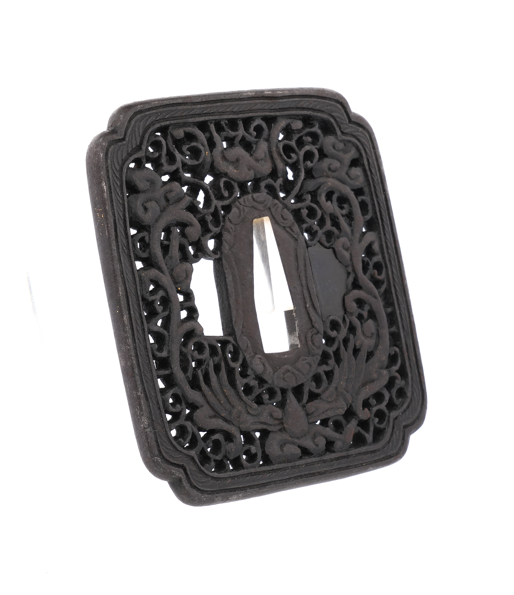 Arabesque Rain Dragon Openwork Tsuba - Mumei (Namban) — 6 of 8