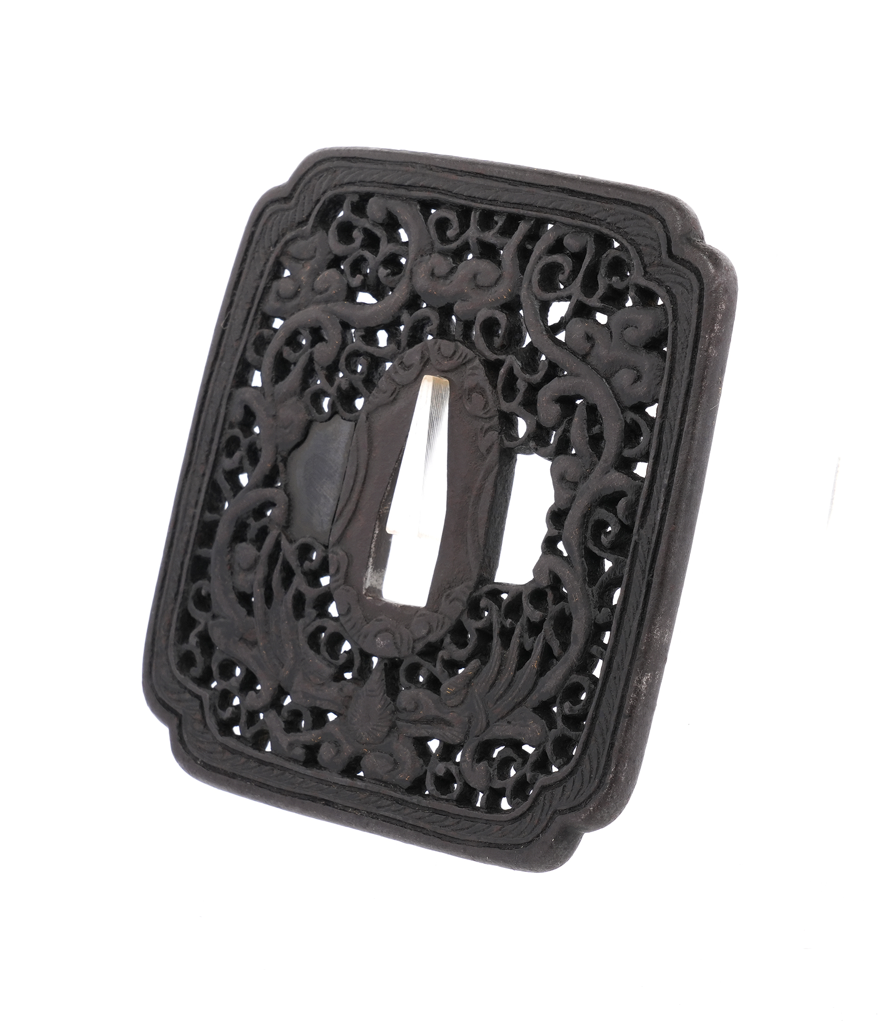 Arabesque Rain Dragon Openwork Tsuba - Mumei (Namban) — 7 of 8