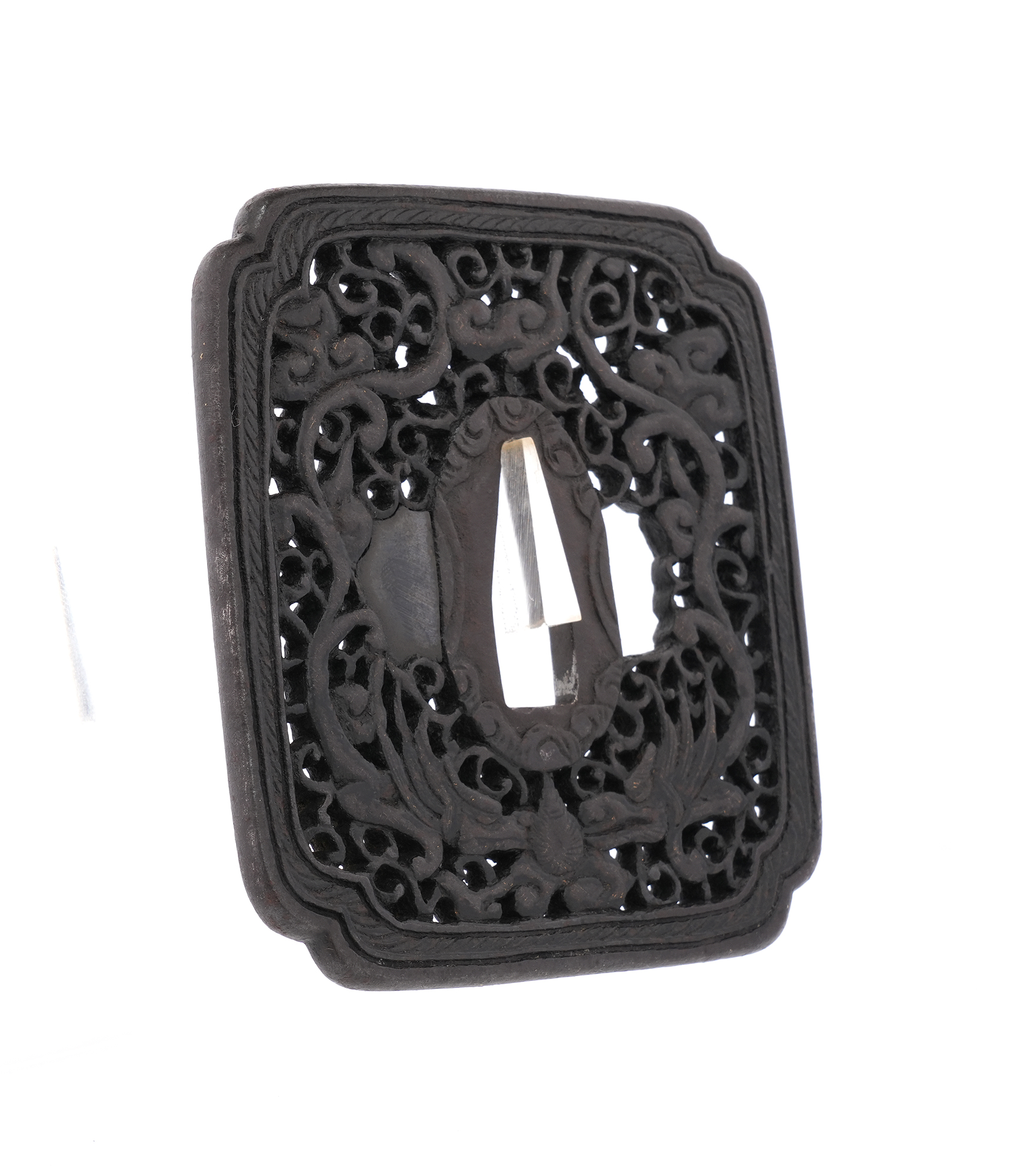 Arabesque Rain Dragon Openwork Tsuba - Mumei (Namban) — 8 of 8