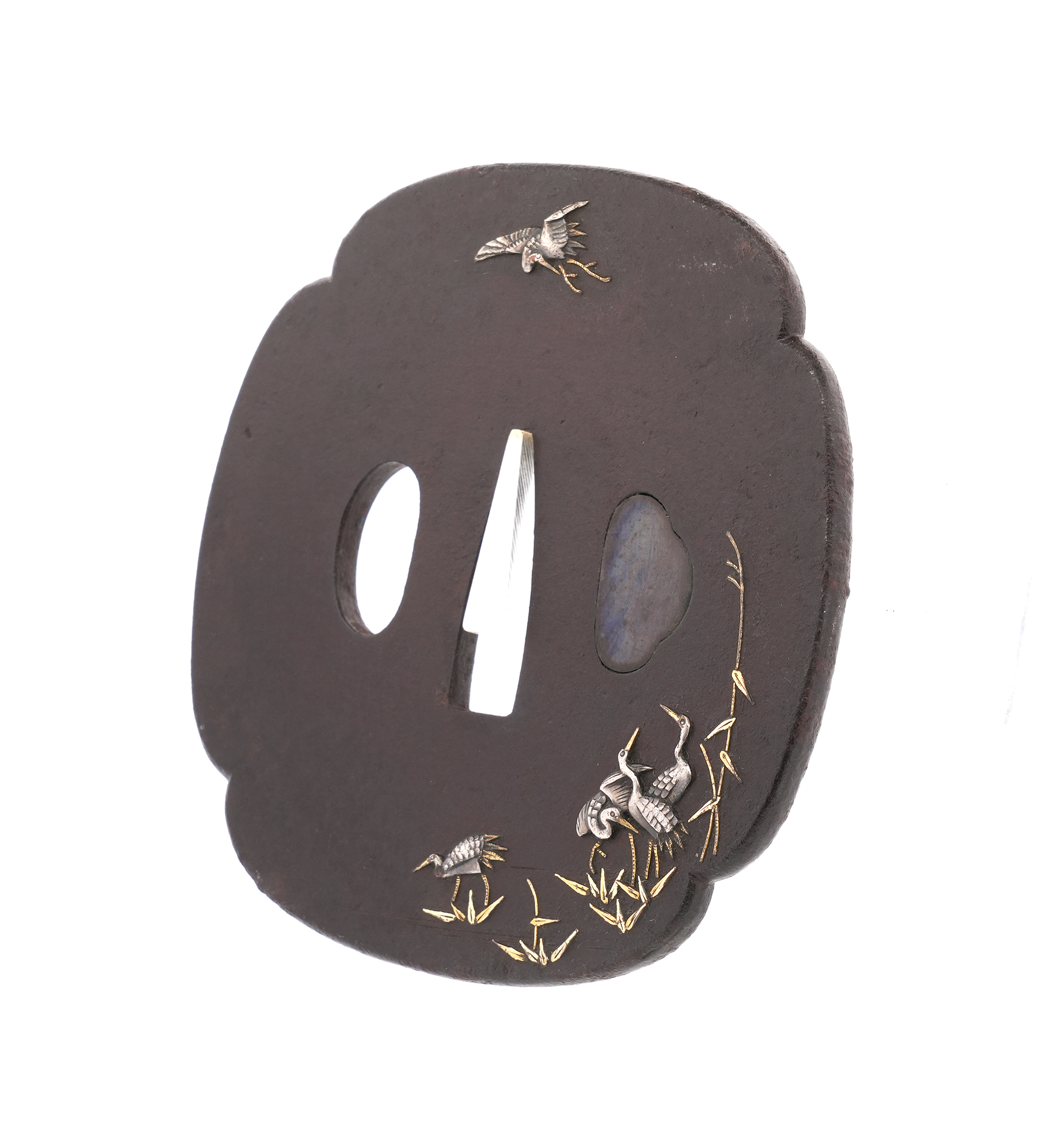 Tsuba with Cranes Design, Mumei (Mito) — 3 of 8
