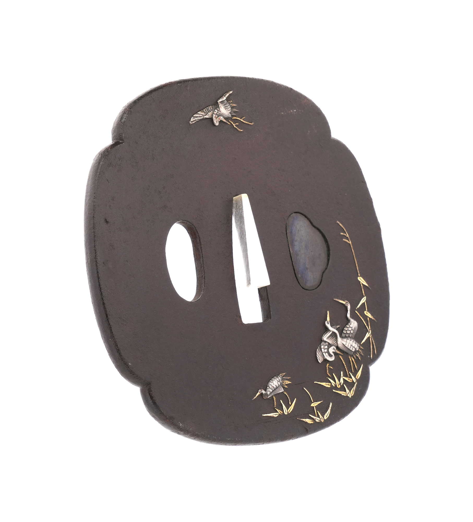 Tsuba with Cranes Design, Mumei (Mito) — 4 of 8