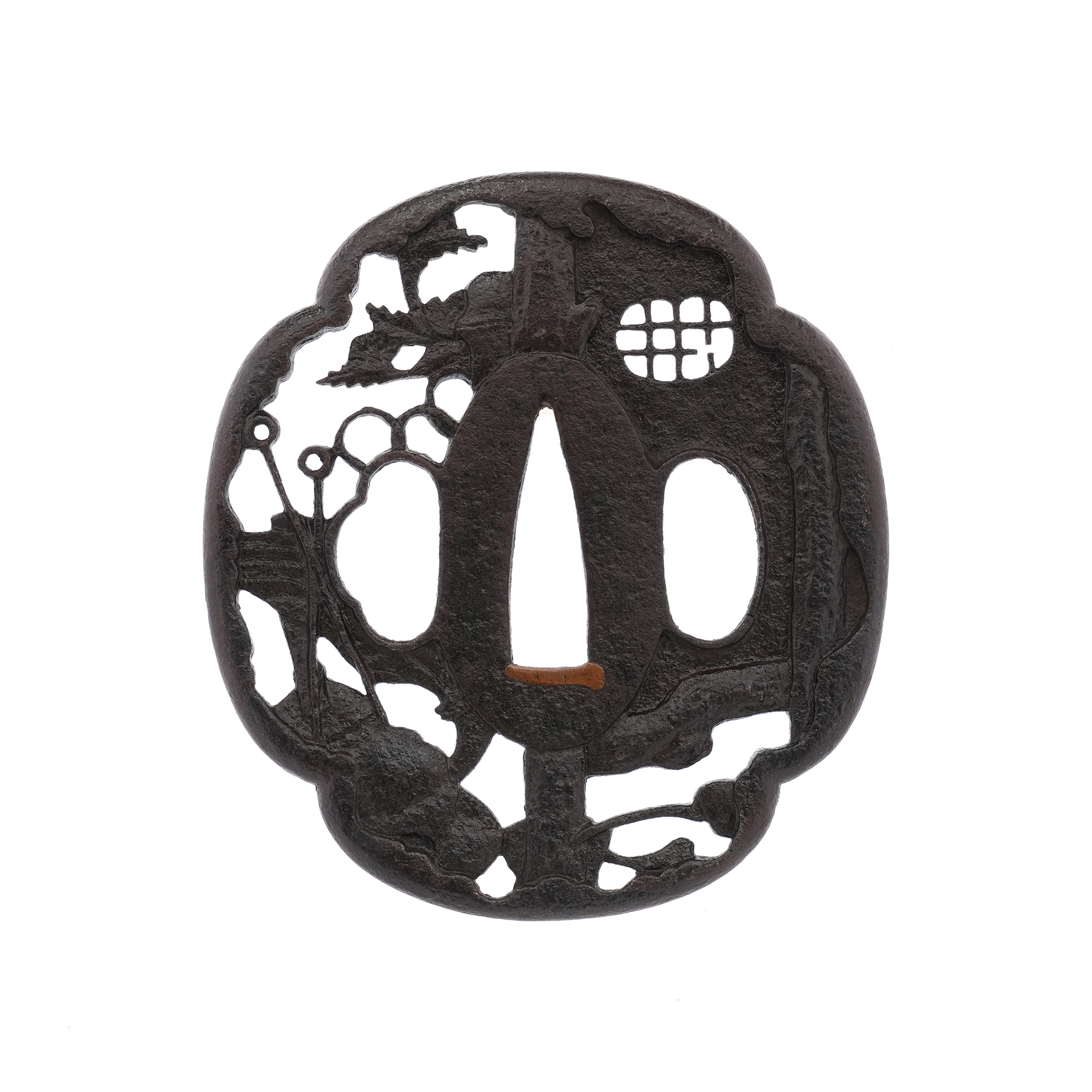 Tsuba: Tea Ceremony Scene Openwork, Mumei (Bushu) — 3 of 9