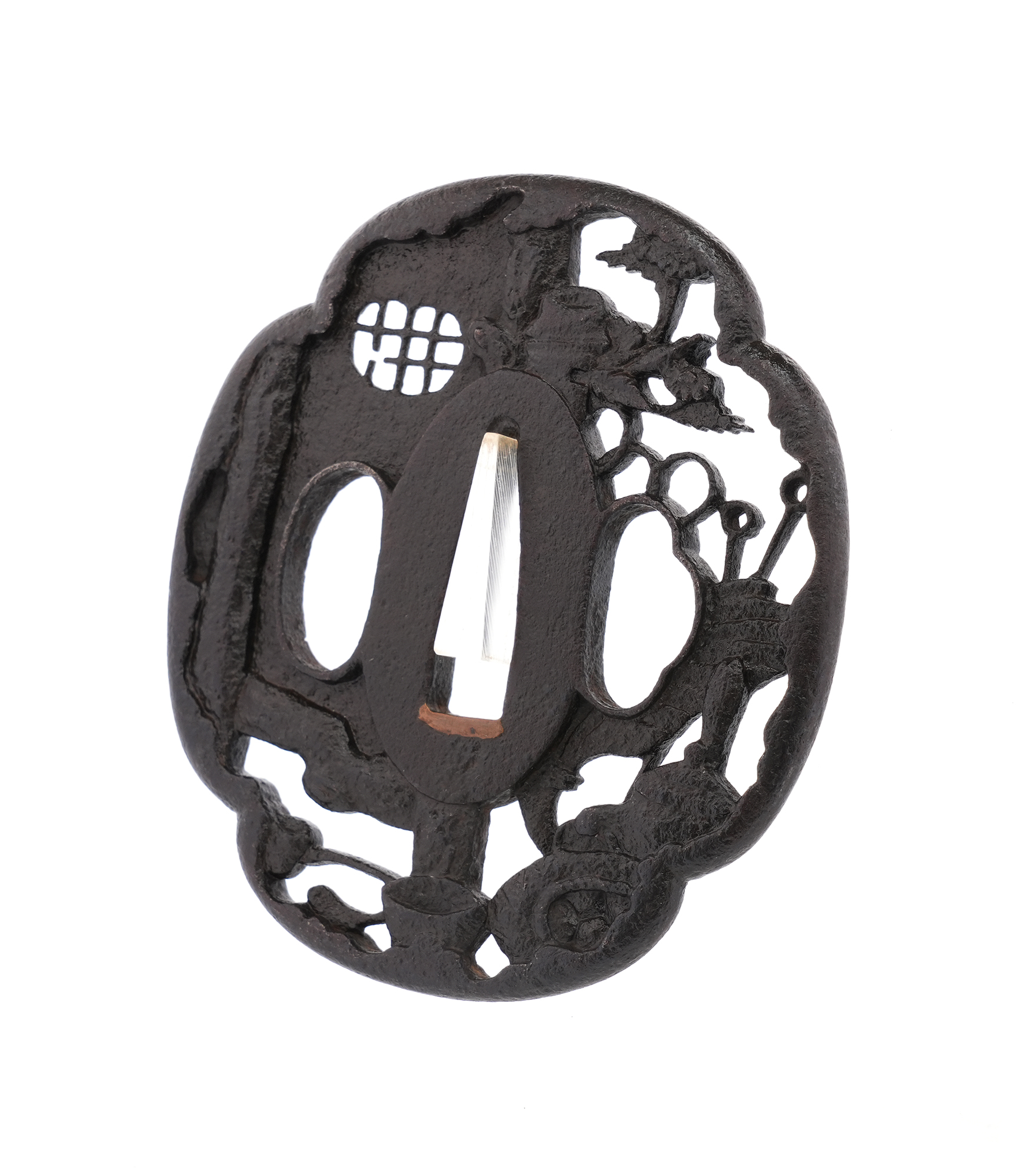 Tsuba: Tea Ceremony Scene Openwork, Mumei (Bushu) — 4 of 9