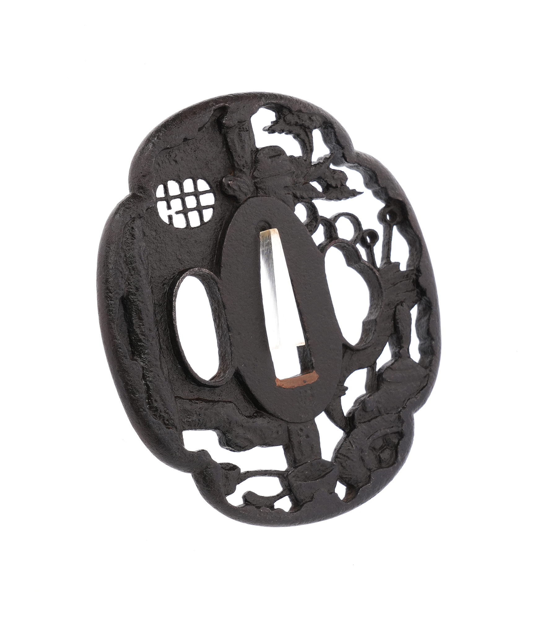 Tsuba: Tea Ceremony Scene Openwork, Mumei (Bushu) — 5 of 9
