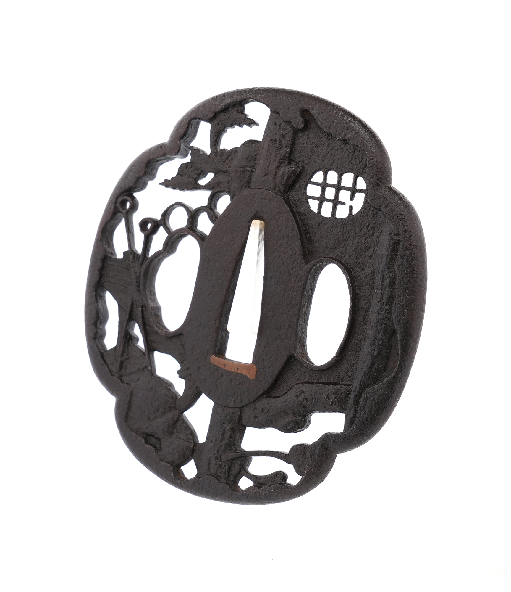 Tsuba: Tea Ceremony Scene Openwork, Mumei (Bushu) — 6 of 9