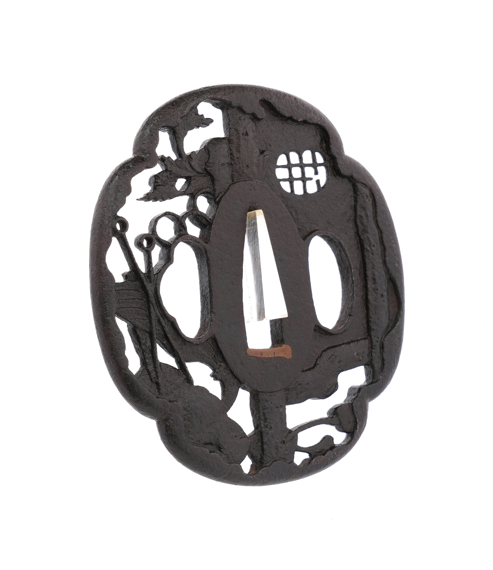 Tsuba: Tea Ceremony Scene Openwork, Mumei (Bushu) — 7 of 9
