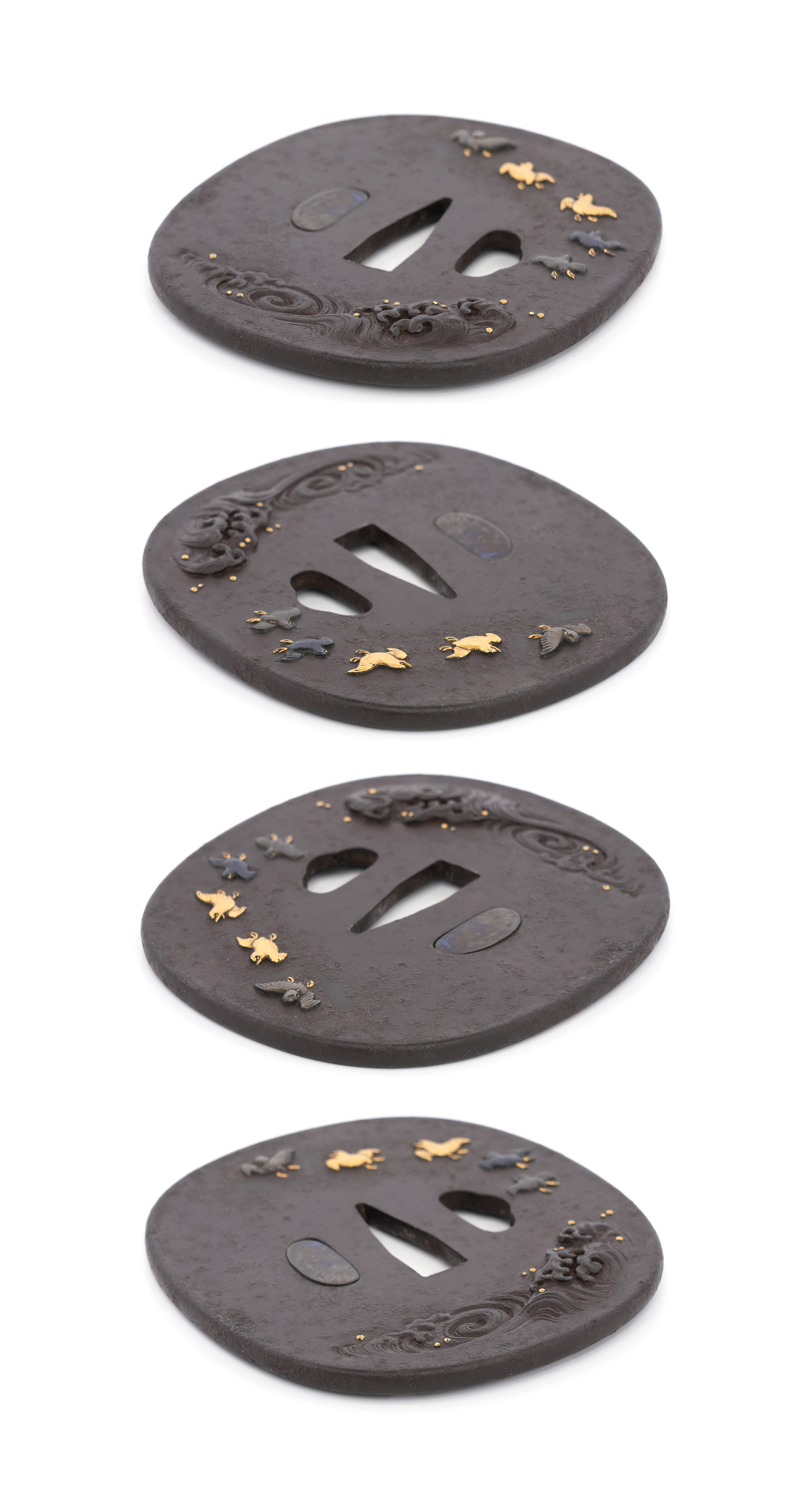 Tsuba with Wave and Plover Design, Mumei (Shonai) — 7 of 10