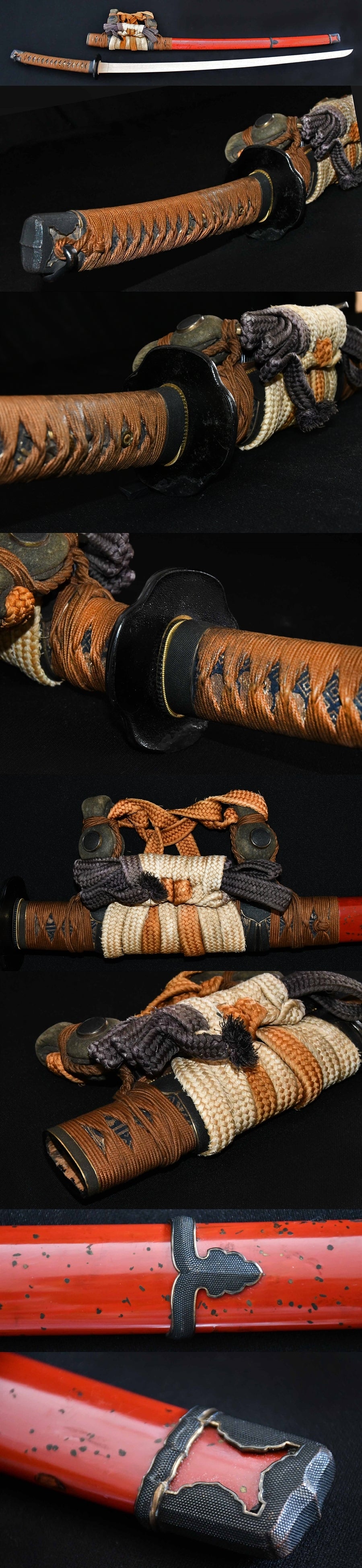 Vermillion Lacquered Worm-Eaten Saya Itomaki Tachi Koshirae, NBTHK Hozon Tosogu — 5 of 6