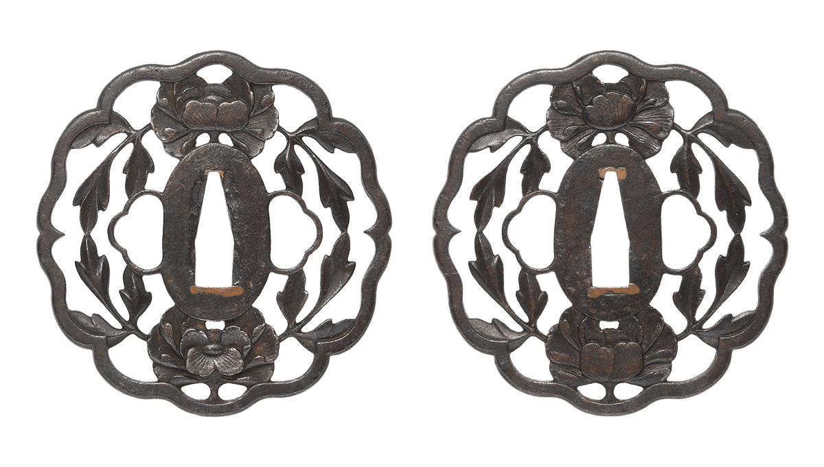 Tsuba: Mumei Choshu Botan-sukashi-Tsuba — 1 of 15
