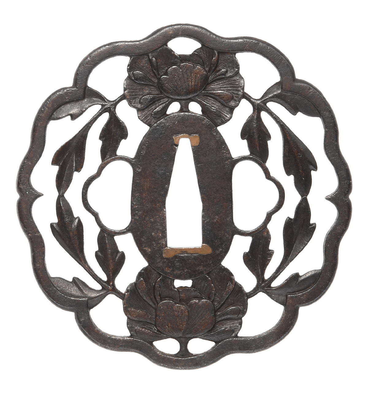 Tsuba: Mumei Choshu Botan-sukashi-Tsuba — 3 of 15