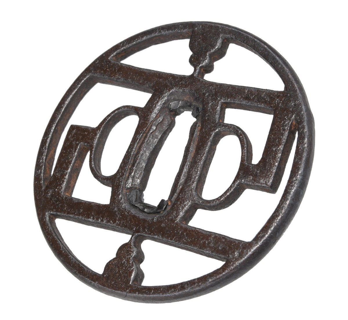 Tsuba: Mumei Kanayama with Kagi-Hyotan-sukashi Design, NBTHK Tokubetsu Hozon Tosogu — 13 of 15