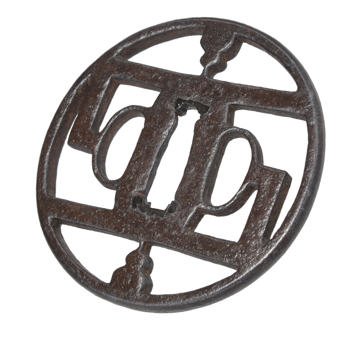 Tsuba: Mumei Kanayama with Kagi-Hyotan-sukashi Design, NBTHK Tokubetsu Hozon Tosogu — 14 of 15