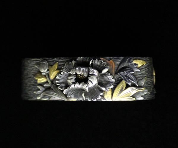 Fuchi Kashira: Peony and Lion Design, signed Naonori — 5 of 12