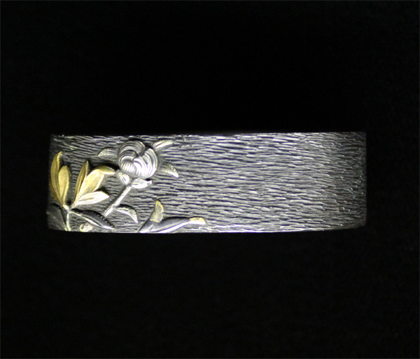Fuchi Kashira: Peony and Lion Design, signed Naonori — 7 of 12