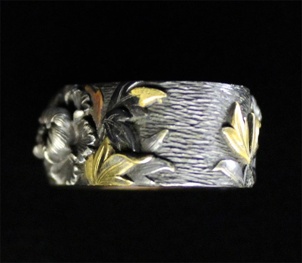 Fuchi Kashira: Peony and Lion Design, signed Naonori — 8 of 12