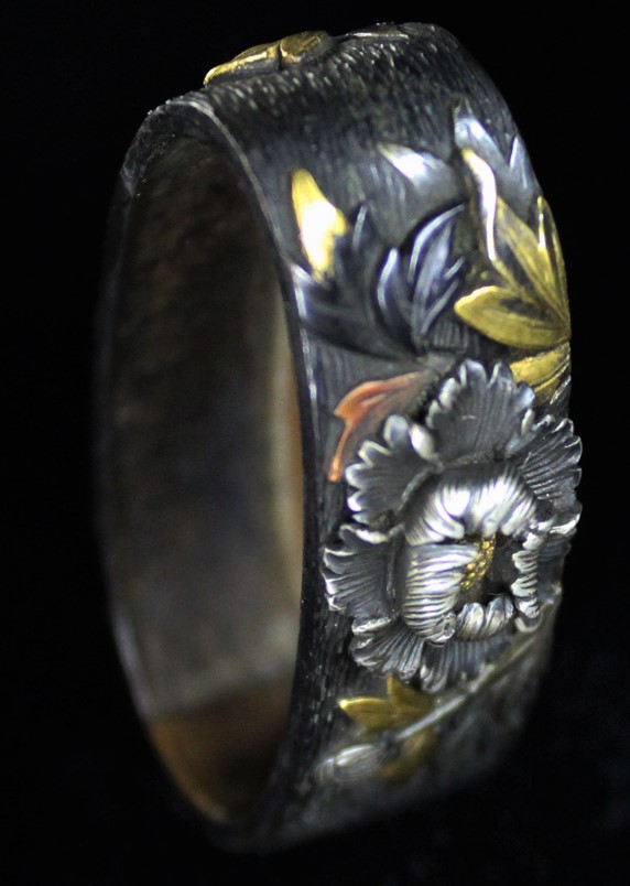 Fuchi Kashira: Peony and Lion Design, signed Naonori — 9 of 12