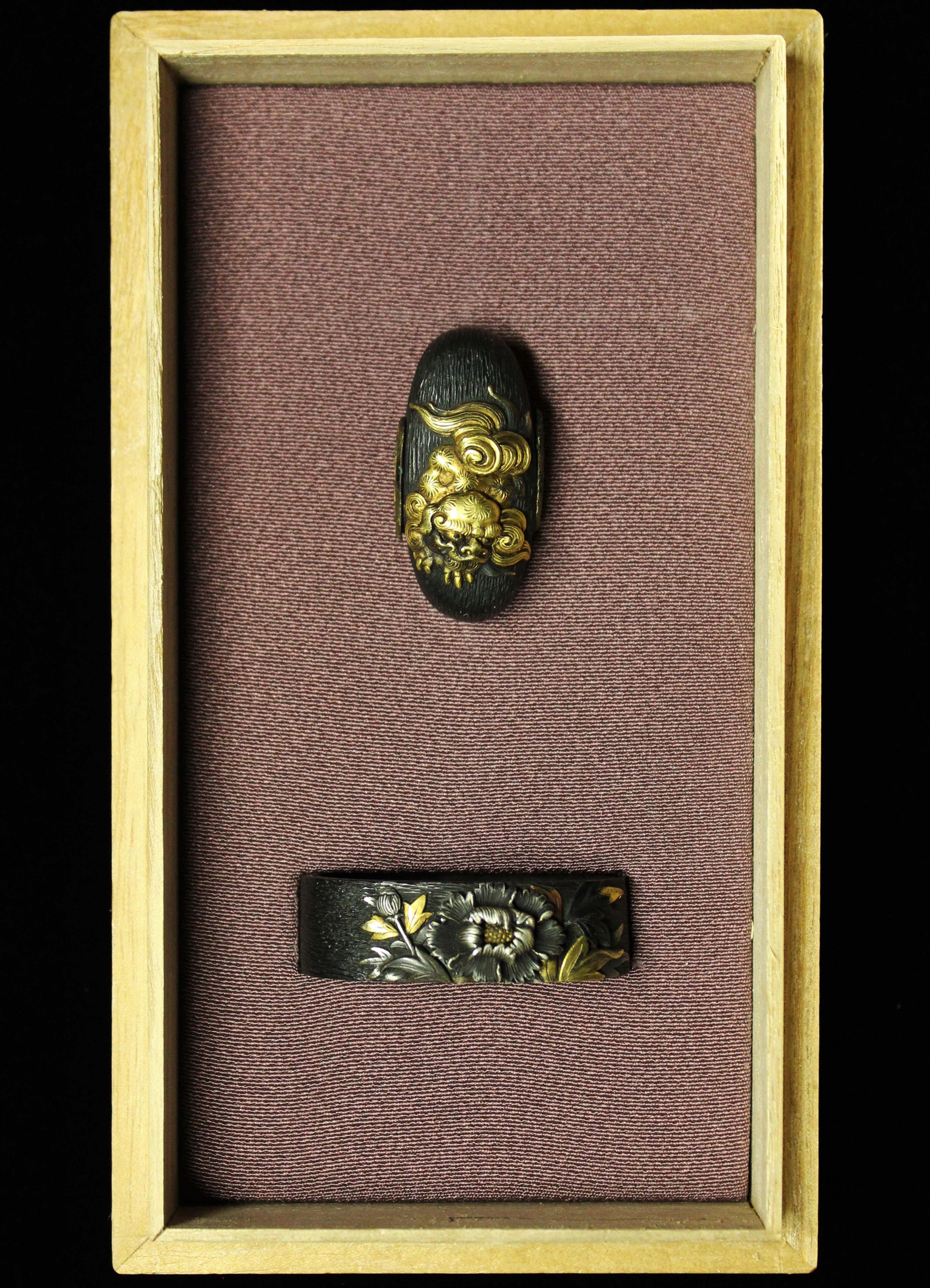 Fuchi Kashira: Peony and Lion Design, signed Naonori — 11 of 12