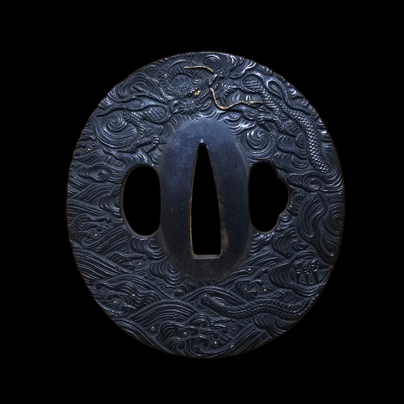 鍔 03-569 Tsuba: Wave Dragon D… | 日本刀ウォッチ